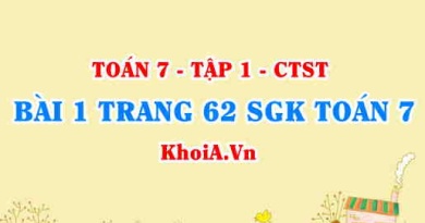 Bài 1 trang 62 SGK Toán 7 Chân trời sáng tạo tập 1
